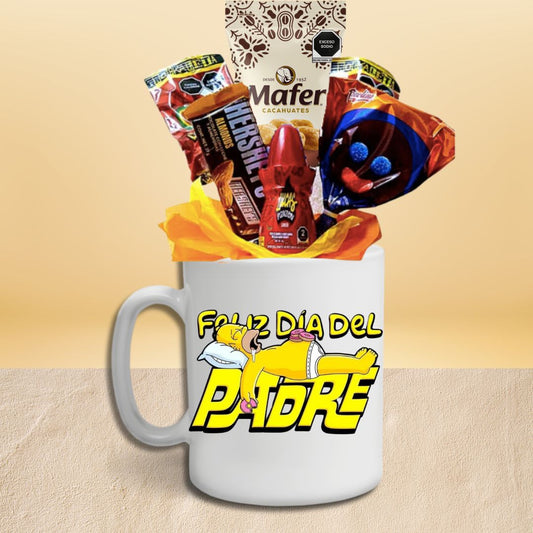 taza homero simpsons con dulces y botanas